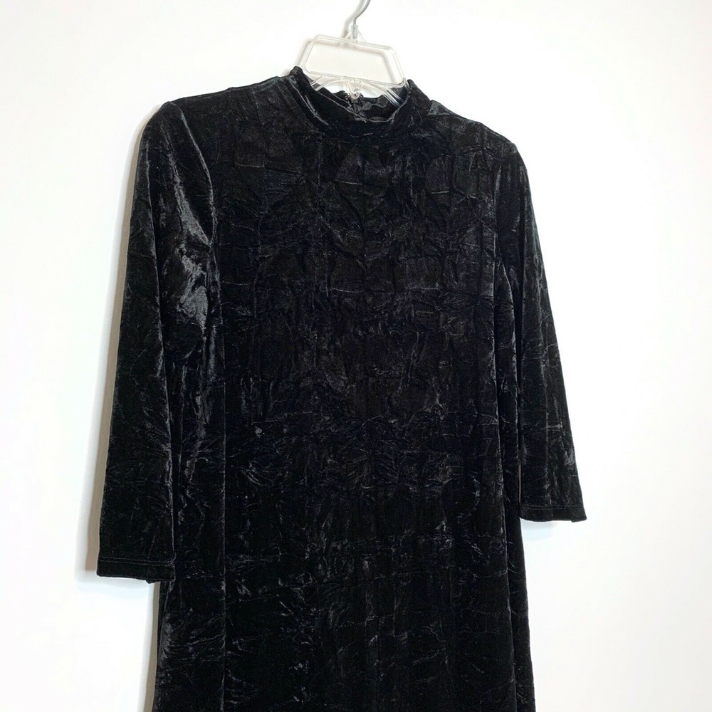 SIMPLY VERA Vera Wang Dress Women XS Black Crushed Velvet NWT 3/4 Sleeve Mock - Picture 4 of 9